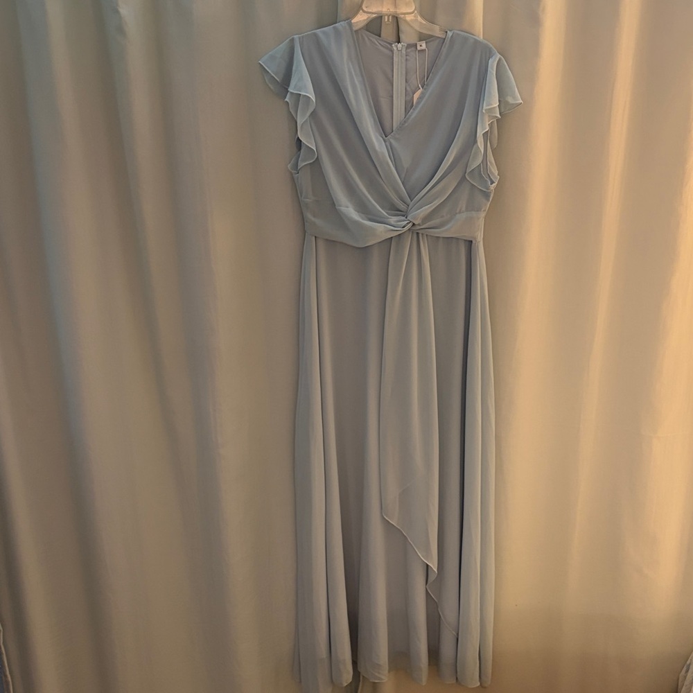 NWT Elegant Blue‎ Bridesmaid Wedding Formal Chiffon Maxi Dress, size XL,